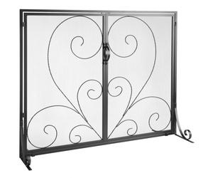 VEVOR Fireplace Screen 2 Panel with Door, Sturdy Iron Mesh Fireplace Screen, 990(L) x802(H)MM Spark Guard Cover, Simple Installation, Free Standing Fi