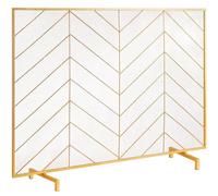 VEVOR 980x758MM Fireplace Screen 1-Panel Iron Mesh Spark Guard Modern Gold