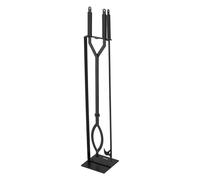 VEVOR Fireplace Tool Set, 3 PCS Fire Tool Set and Holder with Stand, Tongs, Fire Place Poker, Wrought Iron Fireplace Accessories for Campfire Backyard Bonfire Indoor/Outdoor, Black