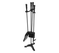 VEVOR Fireplace Tool Set 4 PCS Three Prong Stand Shovel Brush Poker Black