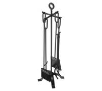 VEVOR Fireplace Tool Set, 5 PCS Fire Tool Set and Holder with Four-Prong Stand, Tongs, Ash Shovel, Brush, Fire Place Poker, Wrought Iron Fireplace Acc