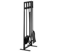 Vevor Fireplace Tool Set, 5 Pcs Fire Tool Set And Holder With Square-Frame Stand, Tongs, Ash Shovel, Brush, Black