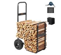 VEVOR Firewood Log Cart, 250 lbs Capacity, Outdoor and Indoor Wood Rack Storage Mover with PU Wheels & Waterproof Cloth, Heavy Duty Steel Dolly Hauler, Firewood Carrier for Fireplace, Fire Pit, Black