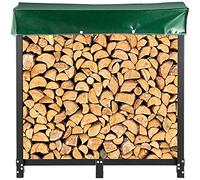 VEVOR Firewood Log Rack, 6ft Firewood Rack Outdoor, Black Stand, Steel Outdoor Wood, Log Holder with Load Capacity 1300lbs, with Cover & Fireplace Tool Set