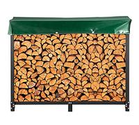 VEVOR Firewood Log Rack, 8ft Firewood Rack Outdoor, Black Firewood Rack stand, Steel Outdoor Wood Rack, Firewood Log Holder with Load Capacity 1300lbs, Firewood Rack with Cover & Fireplace Tool Set
