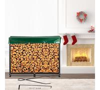VEVOR Firewood Log Rack Firewood Rack Outdoor 8ft Black Wood Storage Stand Steel