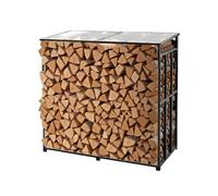 VEVOR Firewood Rack with Sloped Roof, 4 ft Outdoor Firewood Holder, 1/4 Cord Log Storage Shed, 660lb Max Weight Capacity, Powder-Coated Metal Wood Storage Rack for Fireplace Deck Backyard Garden