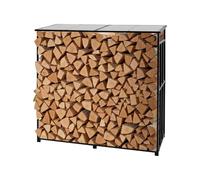 VEVOR Firewood Rack with Sloped Roof, 6 ft Outdoor Firewood Holder, 1/4 Cord Log Storage Shed, 660lb Max Weight Capacity, Powder-Coated Metal Wood Storage Rack for Fireplace Deck Backyard Garden