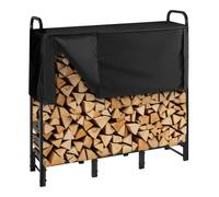 VEVOR Firewood Rack with Waterproof Cover, 4 ft Outdoor Firewood Holder, 1/4 Cord Storage Metal Log Holder, 400lb Max Weight Capacity, Top Covered, Po