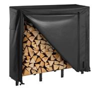 VEVOR Firewood Rack with Waterproof Cover, 4 ft Outdoor Firewood Holder, 1/4 Cord Storage Metal Log Holder, 400lb Max Weight Capacity, Full Covered, Powder-Coated Wood Storage Rack for Fireplace Deck