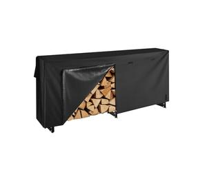 VEVOR Firewood Rack with Waterproof Cover, 8 ft Outdoor Firewood Holder, 1/2 Cord Storage Metal Log Holder, 660lb Max Weight Capacity, Top Covered, Powder-Coated Wood Storage Rack for Fireplace Deck