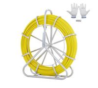 VEVOR Fish Tape Fiberglass, 600 ft, 5/16 in, Duct Rodder Fishtape Wire Puller, Cable Running Rod with Steel Reel Stand, 3 Pulling Heads, Fishing Tools for Walls and Electrical Conduit, Non-Conductive