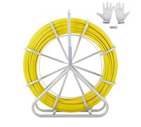 VEVOR Fish Tape Fiberglass, 600 ft, 5/16 in, Duct Rodder Fishtape Wire Puller, Cable Running Rod with Steel Reel Stand, 3 Pulling Heads, Fishing Tools for Walls and Electrical Conduit, Non-Conductive