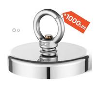 VEVOR Fishing Magnet, 1000 LBS/454 Kg Pulling Force Super Strong Neodymium Fishing Magnet, Rare Earth Magnet with Handle Diameter 2.72 in/69 mm for Retrieving in River, Magnetic Fishing, Heavy Hanging