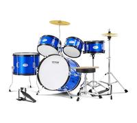 VEVOR Kids Drum Set, 5-Piece, 16 in Beginner Full Drum Set with Bass Toms Snare Floor Drum Adjustable Throne Cymbal Hi-Hat Pedal and Two Pairs of Drumsticks, Starter Drum Kit for Child Kids, Blue