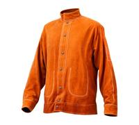 VEVOR Flame-Resistant Welding Jacket - M Size, Heavy Duty Cowhide Leather Welding Jacket, Waterproof Heat-Resistant Safety Jacket with Snap Buttons, 4 Pockets & Adjustable Cuffs for Welders Steelworks