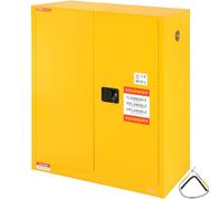 VEVOR Flammable Safety Cabinet, 30 Gal, Cold-Rolled Steel Flammable Liquid Storage Cabinet, 43.1x18.1x50.1 in Explosion Proof with 1 Adjustable Shelf 2 Manual Closing Doors for Industrial Use, Yellow