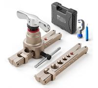 VEVOR Flaring Tool HVAC, 45° Eccentric Single Flaring Tool for 1/4"-3/4" & 6-19mm Copper Aluminum Tubes - with Metric & SAE Clamps, Tube Cutter & Toolbox for Refrigeration Air Conditioner Repair