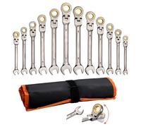 Vevor Flex-Head Ratcheting Wrench Set, 12-Piece Metric 8 mm To 19 mm, 72 Teeth, Cr-V Steel Ratchet Combination Wrench