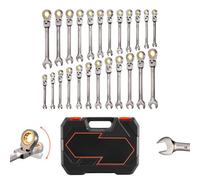 Vevor Flex-Head Ratcheting Wrench Set, 24-Piece Sae And Metric, 72 Teeth, Cr-V Steel Ratchet Flexible Combination Wrench