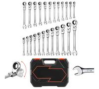 Vevor Flex-Head Ratcheting Wrench Set, 24-Piece Sae And Metric, 72 Teeth, Cr-V Steel Ratchet Flexible Combination Wrench