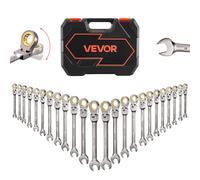 Vevor Flex-Head Ratcheting Wrench Set, 24-Piece Sae And Metric, 72 Teeth, Cr-V Steel Ratchet Flexible Combination Wrench