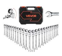 Vevor Flex-Head Ratcheting Wrench Set, 24-Piece Sae And Metric, 72 Teeth, Cr-V Steel Ratchet Flexible Combination Wrench