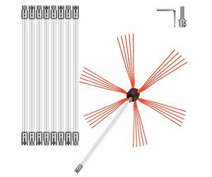 Vevor Flexible Chimney Sweep Rods 30Ft Chimney Cleaning Kit Nylon Sooteater Chimney Cleaning Kit Flexible Brush Head