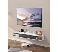 VEVOR Floating TV Stand, 47 in Wall Mount Entertainment Center with Cable Hole, Modern Floating TV Shelf with Storage Cabinet, Particle Board Console for DVD Player, Cable Box, Game Console, White