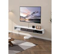 VEVOR Floating TV Stand, 55 in Wall Mount Entertainment Center with Cable Hole, Modern Floating TV Shelf with Storage Cabinet, Particle Board Console for DVD Player, Cable Box, Game Console, White