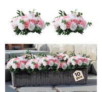 VEVOR Flower Ball Arrangement Bouquet 10 PCS, 17.7-Inch Max Diameter Artificial Flower Balls Wedding Table Centerpieces, Rose Arrangements for Wedding Centerpiece Home Decorations Pink and White Roses