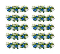 VEVOR Flower Ball Arrangement Bouquet 10 PCS, 19.6 x 8.6 Inch Artificial Flower Balls Wedding Table Centerpieces, Faux Rose Arrangements for Wedding Centerpiece Home Decoration, Blue and White Roses