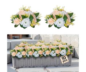 VEVOR Flower Ball Arrangement Bouquet 10 PCS, 9.5-Inch Diameter Artificial Flower Balls Wedding Table Centerpieces, Rose Arrangements for Wedding Centerpiece Home Decoration, Champagne & White Roses