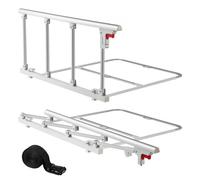 VEVOR Foldable Bed Rail for Elderly, 97 cm Bedside Assist Rail with Fixing Strap, Adjustable Height Pipe Bedside Cane, High-Strength Metal Senior Bed