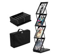 VEVOR Foldable Magazine Display Rack. 4-Tier Brochure Literature Display Stand, Portable Catalog Brochure Holder Stand with Carrying Bag for Office Trade Show Exhibitions, 4 Pockets
