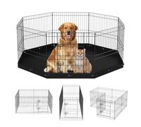 VEVOR Foldable Metal Dog Exercise Pen with Bottom Pad, 24" H Pet Fence Puppy Crate Kennel, Indoor Outdoor Dog Pen for Small Medium Pets, for Camping, Yard