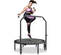 VEVOR Foldable Mini Trampoline, 40 Inch Fitness Rebounder, Max Load 330lbs Exercise Trampoline, Stable & Quiet Trampoline with 4 Level Height Adjustable Foam Handle, for Adults Indoor/Garden Workout
