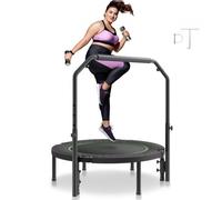 VEVOR Foldable Mini Trampoline, 40 Inch Fitness Rebounder, Max Load 330lbs Exercise Trampoline, Stable & Quiet Trampoline with 4 Level Height Adjustable Foam Handle, for Adults Indoor/Garden Workout