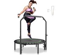 VEVOR Foldable Mini Trampoline, 40 Inch Fitness Rebounder, Max Load 330lbs Exercise Trampoline, Stable & Quiet Trampoline with 4 Level Height Adjustable Foam Handle, for Adults Indoor/Garden Workout