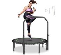 VEVOR Foldable Mini Trampoline, 51 Inch Fitness Rebounder, Max Load 450lbs Exercise Trampoline, Stable & Quiet Trampoline with 4 Level Height Adjustab