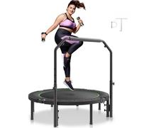 VEVOR Foldable Mini Trampoline, 52 Inch Fitness Rebounder, Max Load 450lbs Exercise Trampoline, Stable & Quiet Trampoline with 4 Level Height Adjustab