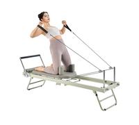 VEVOR Foldable Pilates Reformer, Pilates Workout Machine for Home Gym Studio Use, Pilates Bed with Dual Resistance- Spring & Cord, Reformer Set for Advanced Users and Beginners, Up to 400 LBS