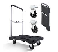 VEVOR Foldable Push Cart Dolly, 330 lbs Capacity, Folding Platform Truck with Swivel Wheels, Moving Platform Hand Truck Flatbed Cart, Adjustable Push