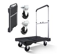 VEVOR Foldable Push Cart Dolly, Folding Platform Truck with Swivel Wheels | For Easy Storage, Swivel Wheels, Moving Platform Hand Truck Flatbed Cart, Adjustable Push Handle, 26.8 x 19.5 x 4.5 inches