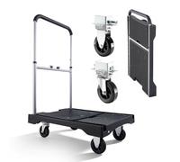 VEVOR Foldable Push Cart Dolly, Folding Platform Truck with Swivel Wheels | For Easy Storage, Swivel Wheels, Moving Platform Hand Truck Flatbed Cart, Adjustable Push Handle, 26.8 x 19.5 x 4.5 inches