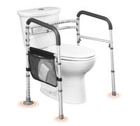VEVOR Toilet Safety Rail, 300 LBS Foldable Toilet Seat with Non-Slip Handles, Portable Versatile Toilet Handrails with Reinforced Aluminum Alloy Tube, Fit for Seniors, Pregnant Women & The Injured