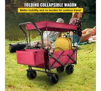 Vevor Foldable Trolley 600D Oxford Wagon Cart With Removable Canopy Oversized Wheels And Adjustable Handle 220 Lbs Capacity