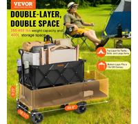 Vevor Foldable Trolley Double Decker Wagon Cart 400L Collapsible With All Terrain Wheels Heavy Duty 450 Lb Capacity 52" Handle