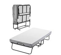 VEVOR Folding Bed with Mattress, Twin Size with 5 in Memory Foam Mattress and Sturdy Metal Frame on Wheels, Portable and Space Saving, Fold Up Twin Roll Away Bed, for Adults, Guest, 38 in x 75 in
