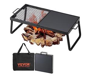 VEVOR Folding Campfire Grill, Heavy Duty Steel Mesh Grate, 57cm Portable Camping Grates Over Fire Pit, Camp Fire Cooking Equipment with Legs Carrying Bag, Grilling Rack for Outdoor Open Flame Cooking